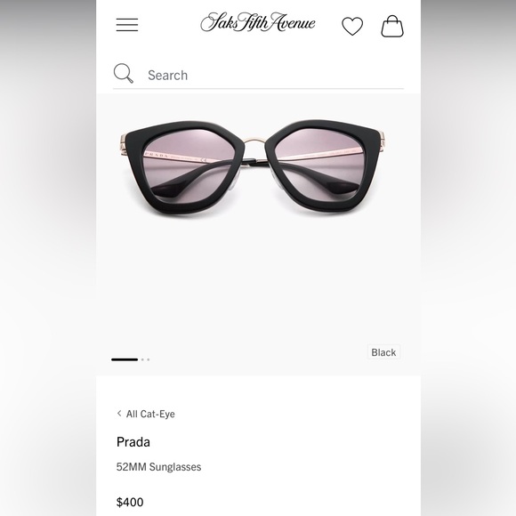 PRADA Cat Eye Black & Gold Sunglasses SPR53S - Picture 3 of 15